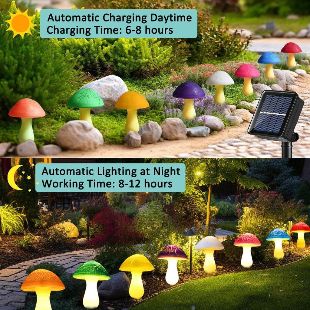 Solar Crackle Waterproof High Brightness Outdoor Mushroom Lamp for Courtyard and Lawn Decoration