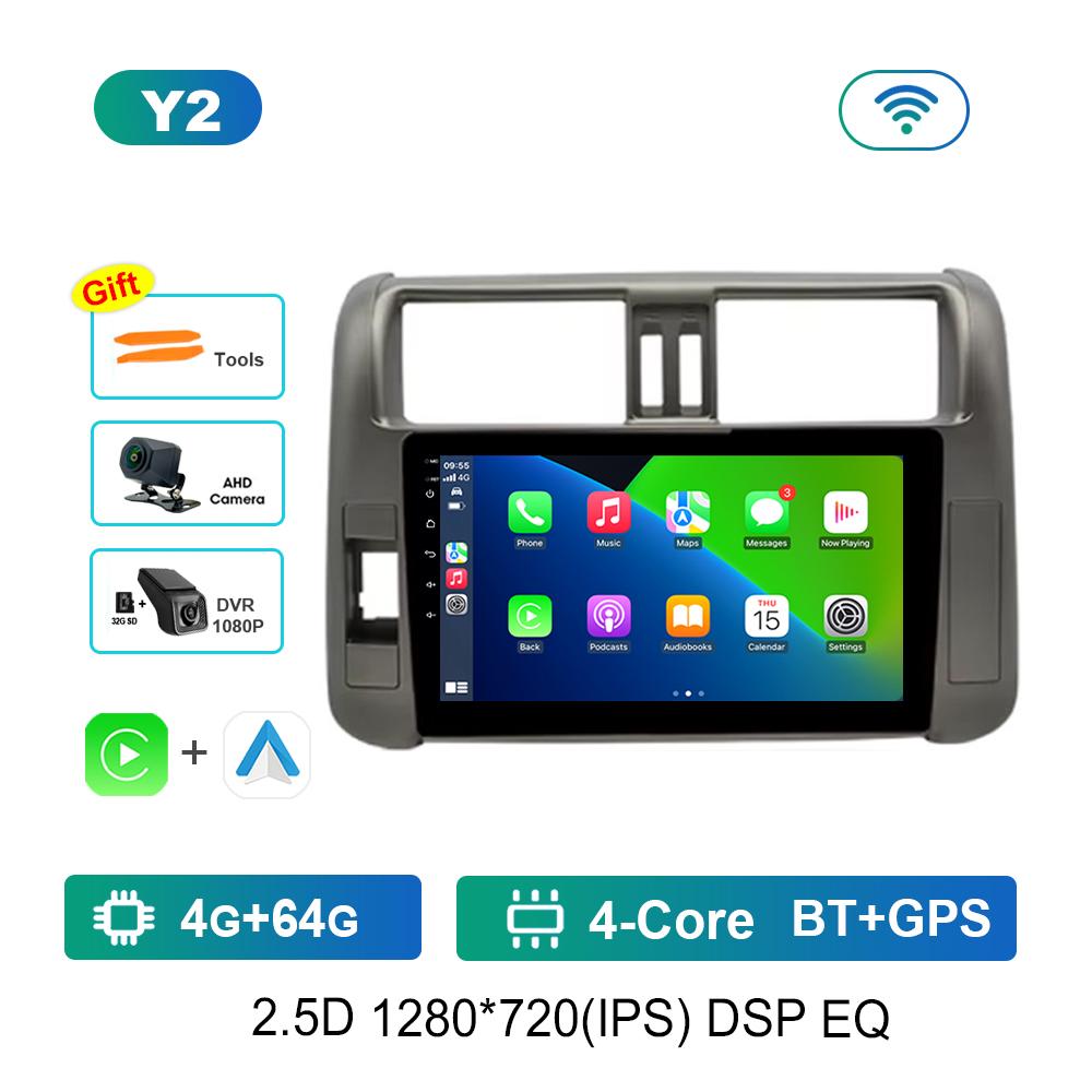 9 Inch Car Radio Multimedia Player for Toyota Prado 2009 - 2013 Android System GPS Navi WiFi BT 4G Carplay Head Unit Auto Tools
