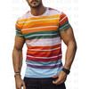 Men's Crew Neck Rainbow Stripe Printed Casual Short-Sleeve T-Shirt Summer Top