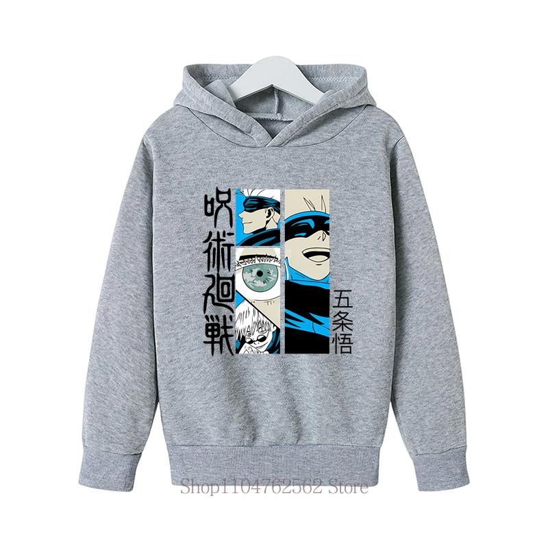 Jujutsu Kaisen Print Children Hoodies Boys Fall Winter Long Sleeve Tops Pullover Casual Harajuku Fashion Kids Fleece Sweatshirts