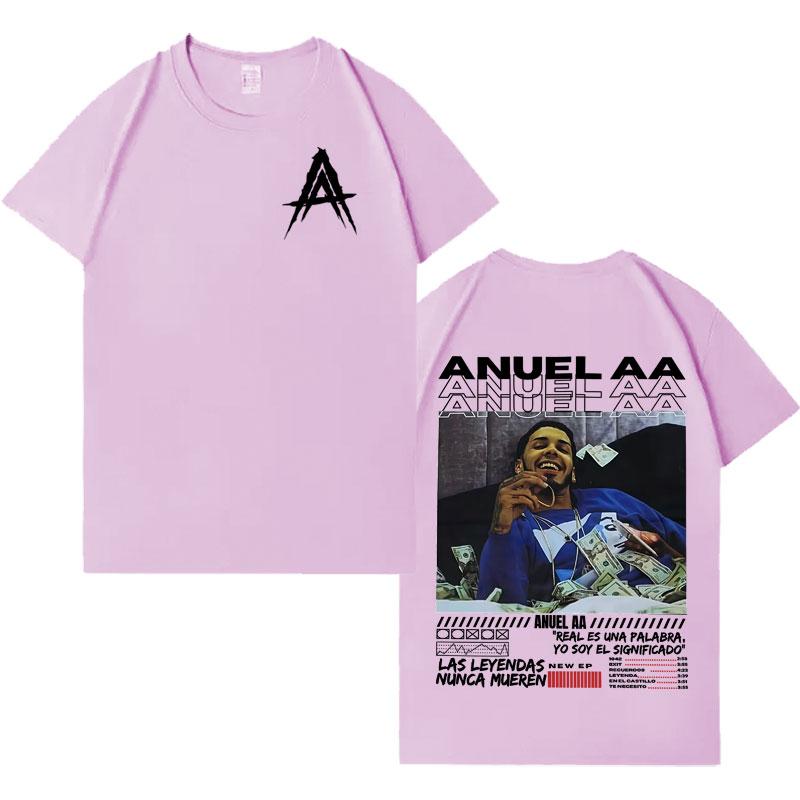 Rapper Anuel AA Real Hasta La Muerte 2025 Double Sided Print Harajuku T Shirts Men Women Fashion Tshirt Oversized Cozy Tshirts