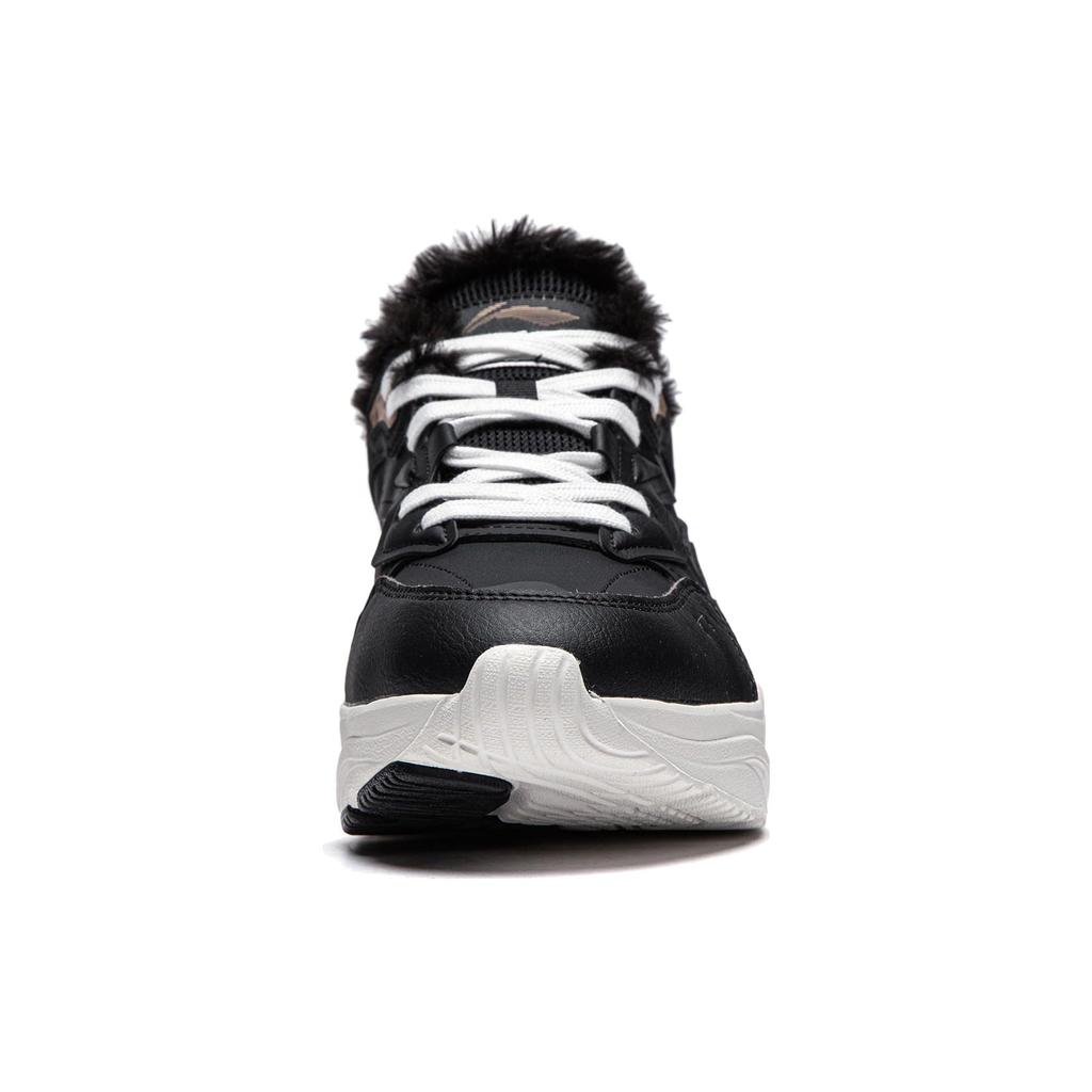 Li Ning Defender Slip Resistant Abrasion Resistant Thermal Mid top Running Shoes Women's Black White AGLT128-1