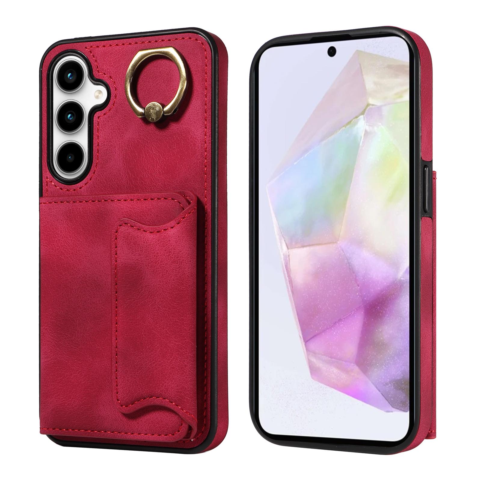 

Для Samsung Galaxy A35 (5G) Кольцо-кронштейн для держателя карт, слоты, чехол для телефона Samsung Galaxy A35 красный