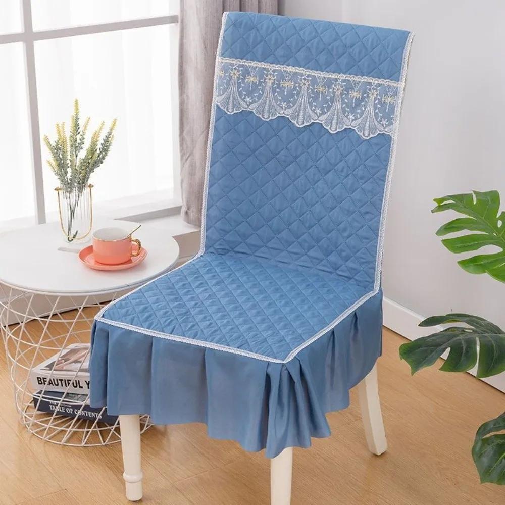 Durable Universal Dining Table Chair Cover Non-slip Wear-resistant Chair Cushion Thickened Removable Chair Cover синий