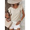 2026 Petal Sleeve Round Neck Short Sleeve T-shirt Fashion Women O Neck Summer Blouse Short Sleeve Elegant Solid Color Casual Ruffled Tops Ladies Shirt