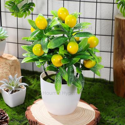 Artificial Lemon Tree Decor Fake Lemon Plants Artificial Lemon Tree Bonsai Fake Greenery Mini Lemon Tree Potted for Home Office