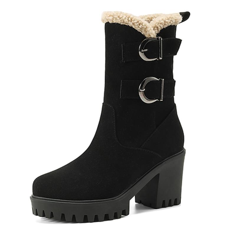 

Platform Women s Ankle Boots Winter Shoes High Heels Fur Snow Short Boot Red Black Fur Shoes Female Large Size 45 Comfortable 34 чорний