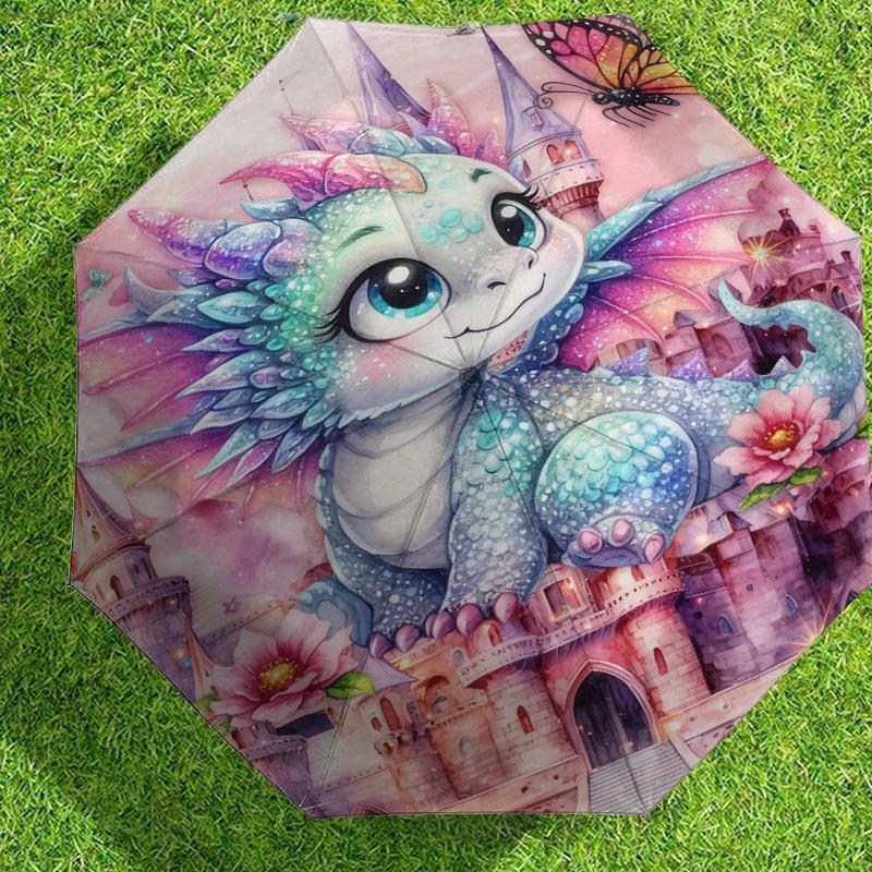 1pc Dragon Fantasy Pattern Umbrella Design Automatic Opening and Closing Umbrella, High-quality Travel Umbrella,  c1128227