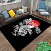 Koi Fish Rug with Wave Pattern and Red Sun Background Suitable for Use As an Anti-slip Game Mat for Living Room and Bedroom Sofas