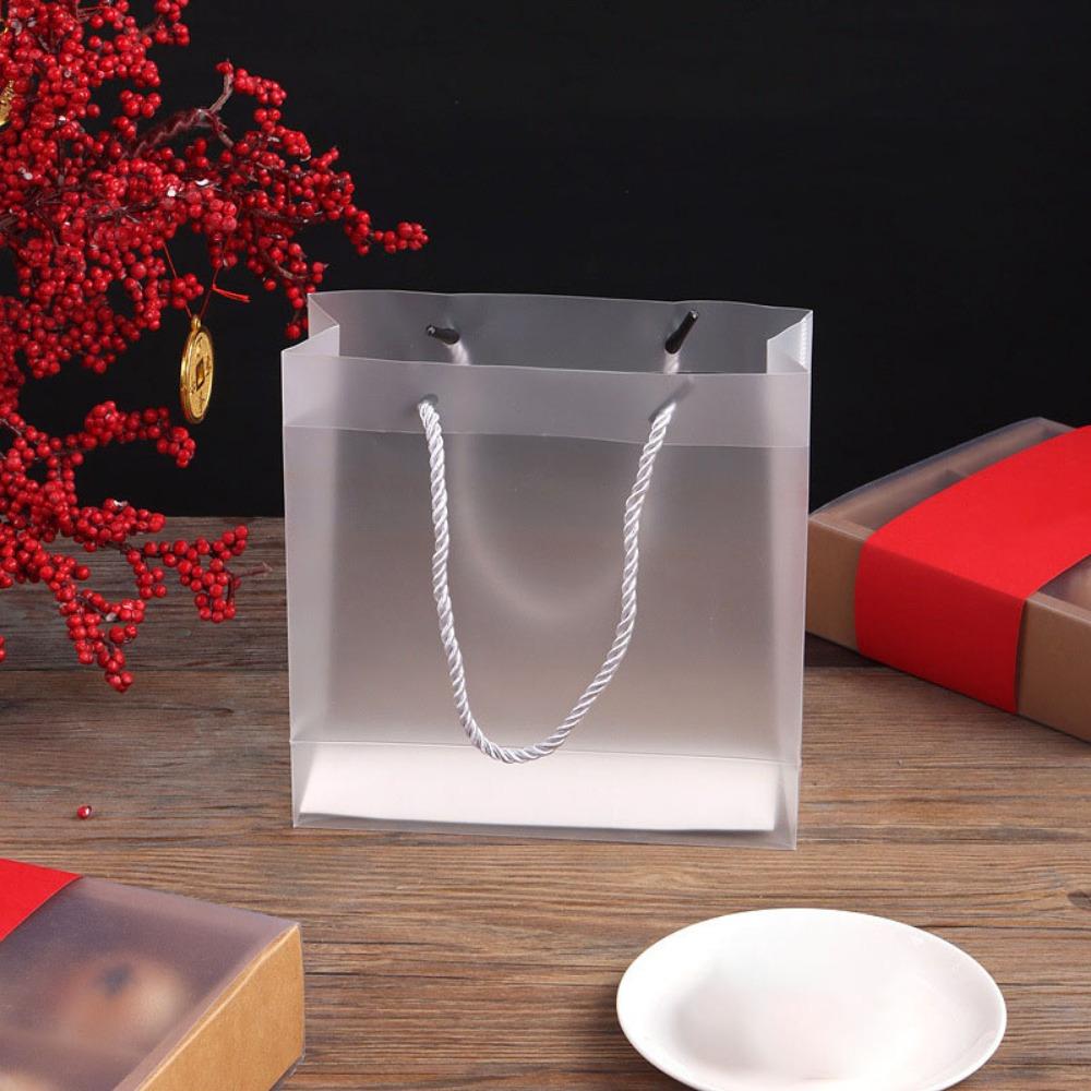 10pcs Frosted Plastic Gift Bags with Rope Handles Gift Bags Shopping Bag for Small Business Gifts Wedding Party Favors Birthdays Treat Wrap Bags