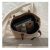 Korean Version Large Capacity Solid Color Faux Leather Tote Bag Fashion Vintage Commute Simple Shoulder Bag
