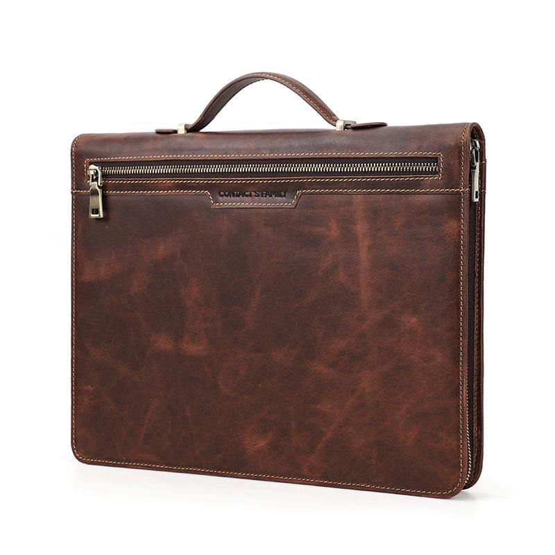 

12.9-inch iPad Pro Cowhide Protective Case with AirTag Slot and Hand Strap Brown (Left)