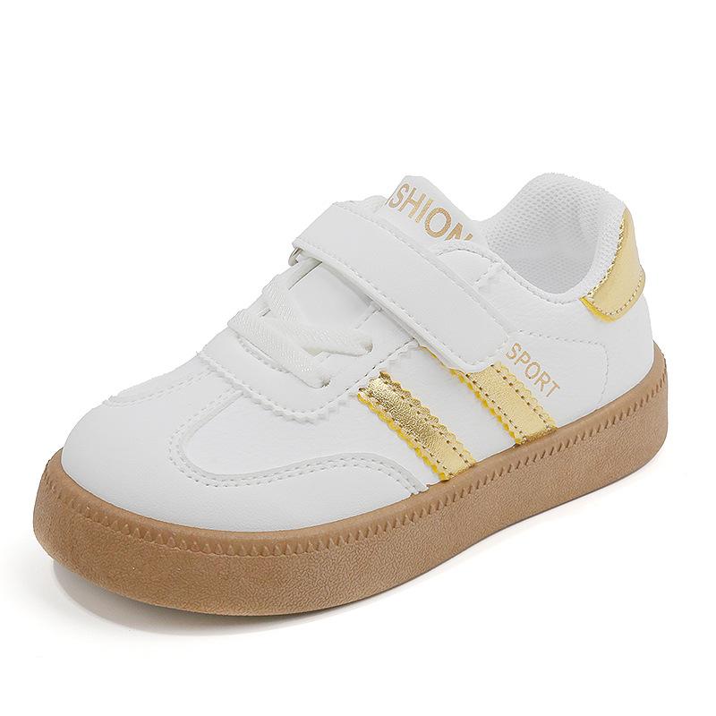 

Розпродаж Весна та Осінь 2025 Німецьке дитяче біле повсякденне спортивне взуття для хлопчиків та дівчаток - Стиль Baby Forrest Gump Size 26, inner length 16.5 cm золотий