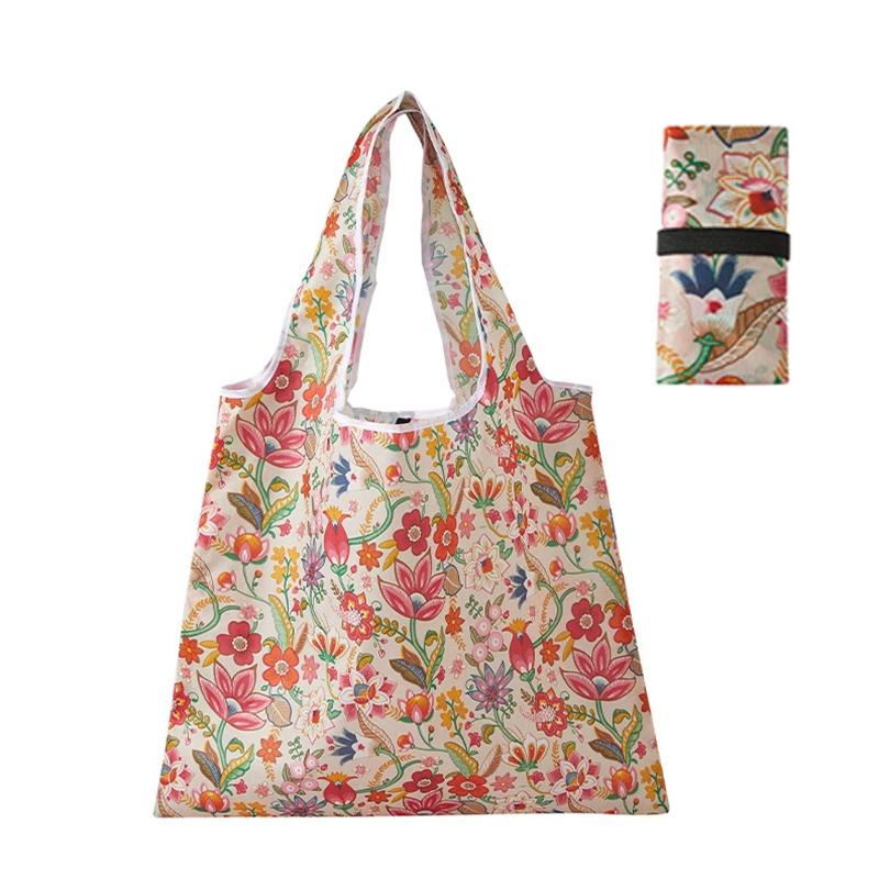 1Pc Shopping Bags Recyclable Polyester Washable Large Capacity Foldable Eco-friendly Grocery Tote Pouch Groceries