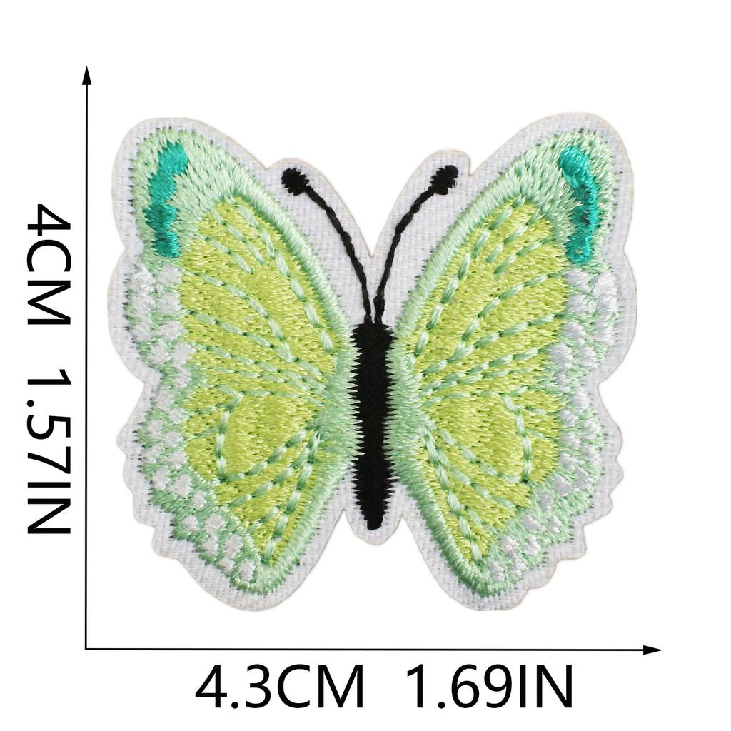 Butterfly World Embroidery Cloth Sticker Colored Flower Butterfly Computer Embroidery Label Clothes Decorative Patch Sticker Blue Butterfly