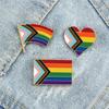 European Heart-Shaped Rainbow Flag Brooch: 11 Colors Badge Ornament