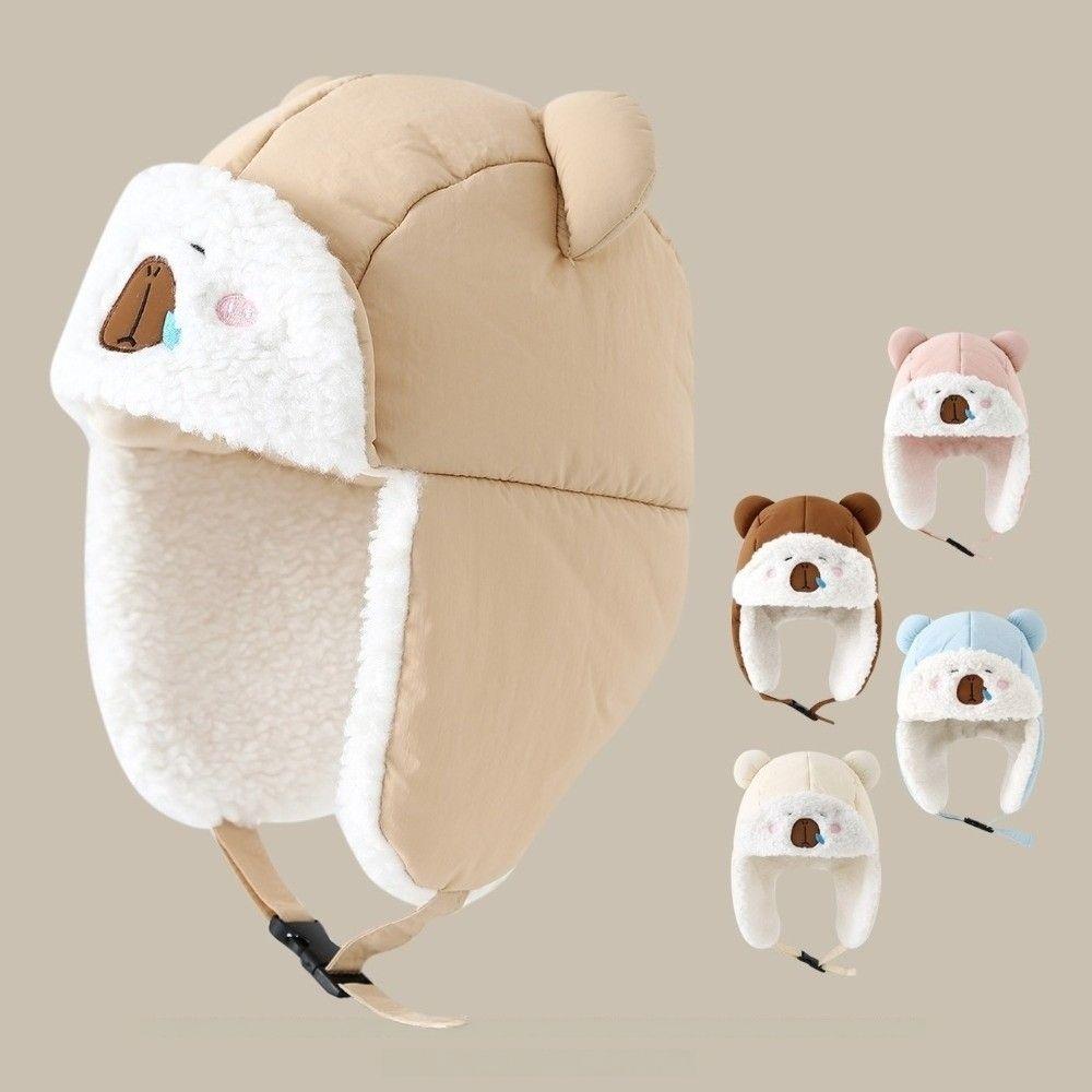 Cartoon Bears Toddler Winter Hats Plushie Ears Protective Cap Kid Outdoor Caps for Cold Weather
