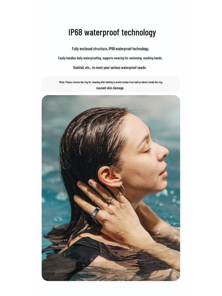 Bluetooth Smart Ring: Monitors Blood Oxygen, Heart Rate, Sleep, Steps, and is Waterproof.