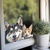 Peeping Husky Cat Window Sticker UV-Resistant Waterproof PVC Removable Dog Kitten Glass Door Decorative Decal