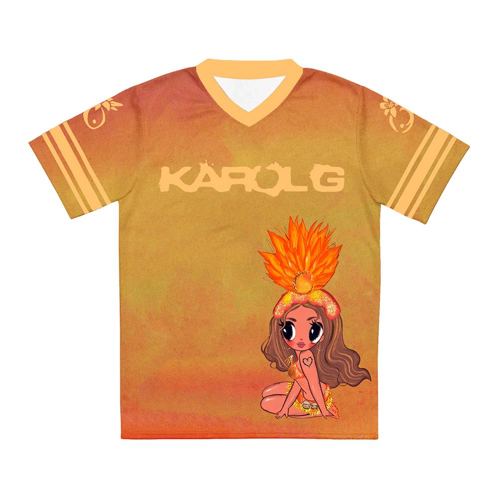 Karol G Viajando Por El Mundo World Tour 2026 Jersey Football Tee Unisex Streetwear V-neck Loose Short Sleeve T-shirt Men Shirts