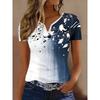 Damen T-Shirt mit kurzen Ärmeln und V-Ausschnitt - Elegante Bluse mit V-förmigem Kragen
