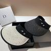 Light Luxury Rhinestone Empty Top Hat Summer Straw Hat Women's Love Sun Hat Outdoor Big Brim Folding Sun Hat