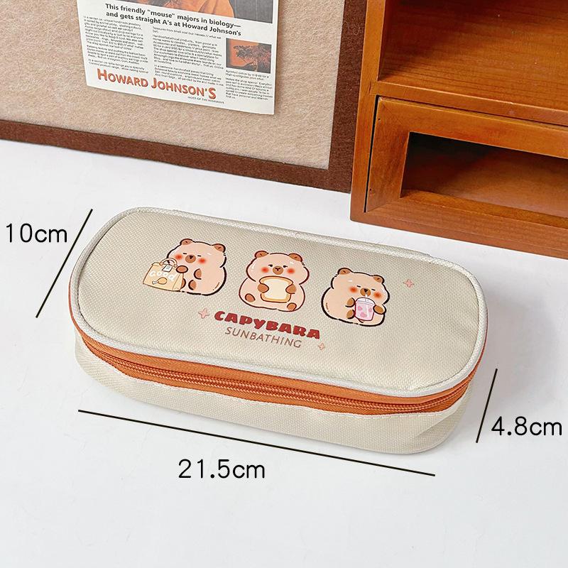 Cute Capybara Canvas Pencil Case Large Capacity Pen Bag For Student Stationery School Supplies Cosmetics Travel Storage Bag