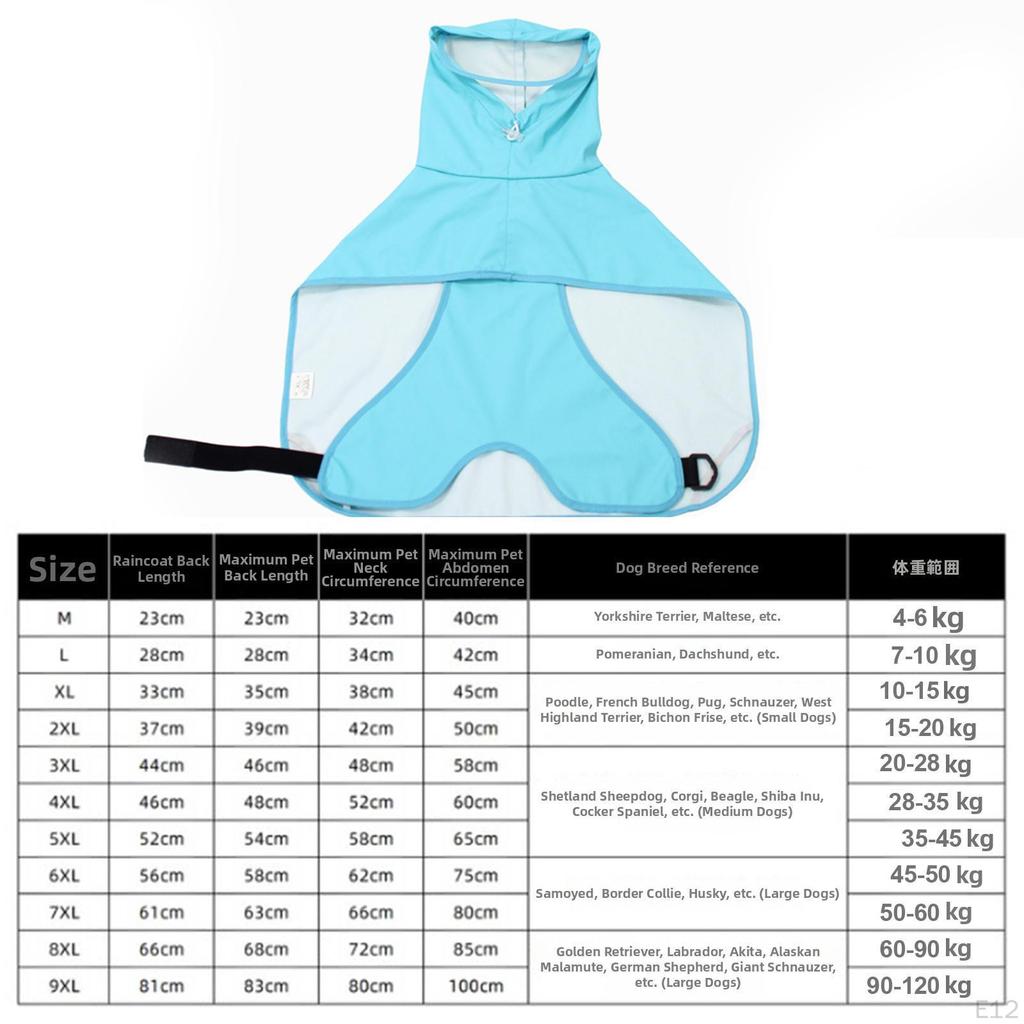 Breathable Adjustable Hooded Raincoat, Waterproof Jacket for Puppy Medium Dogs