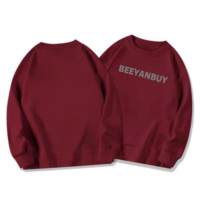 Американская letter printing нишевый свободный мужской и женский одежда с длинным рукавом осень и зима круглый вырез бархатный простой универсальный свитер 3XL