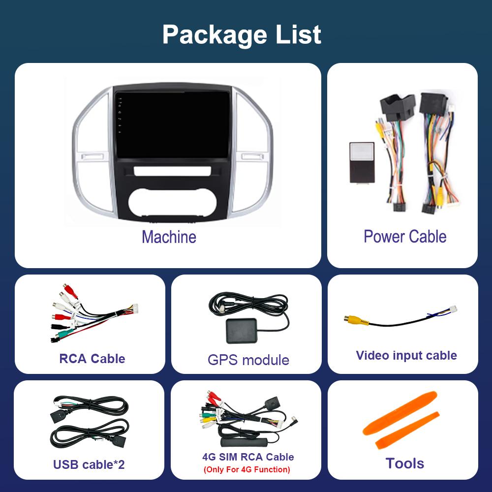 10.1'' Android OS Carplay Car Radio Multimedia Player for Mercedes Benz Vito 3 2014 - 2020 GPS Navi WiFi HD Screen 4G Auto Tools