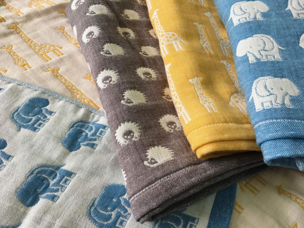 Bath Made in Pure Baby 70 x Elephant Infant BL Jōgan Towel, Japan, Cotton, 6-Layer Gauze, Towel, 120cm, Blue, Design, ELFB-300