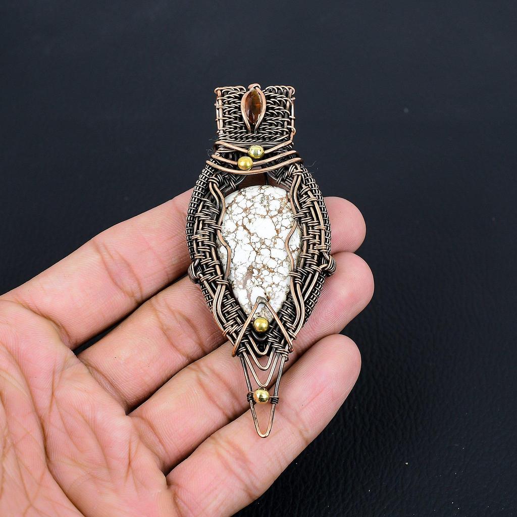 Wildpferd-Edelstein, reiner Kupferdraht, umwickelt, handgefertigter Anhänger, Schmuck als Geschenk