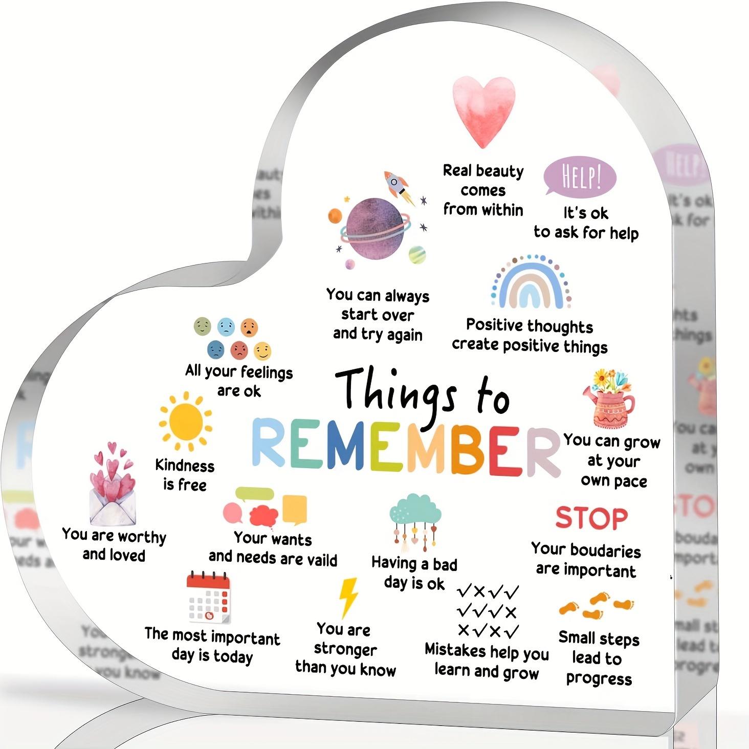 [Inspirational Heart Decor] Inspirational Heart-Shaped Acrylic Desk Decor - 2D Flat, Colorful & Uplifting with Positive Mental Health Messages 10*10cm