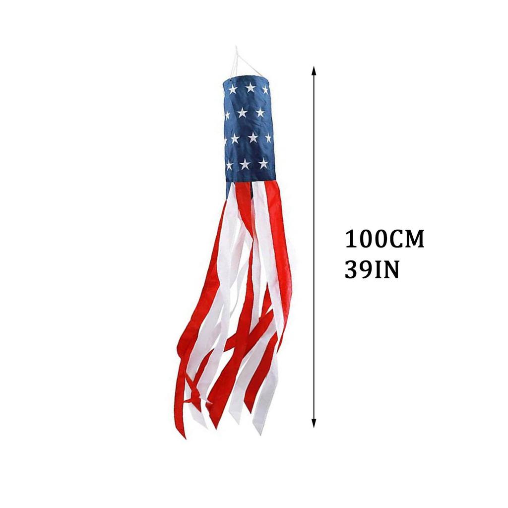 American Flag Windsock for Decoration, Outdoor Hanging Stars, Stripes USA Flags, Patriotic Decor, Independence Day 4th Of July