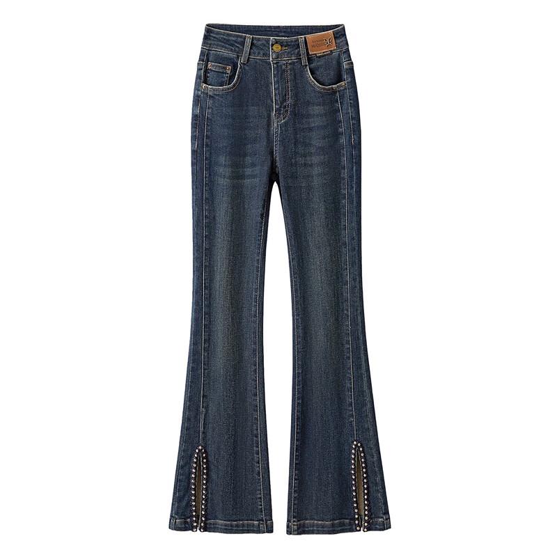 Women's Vintage Washed High-Waist Micro-Flared Jeans