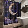 1Pc Moon Stars Night Sky Shower Curtain Dream Space Art Pattern Bathroom Decoration Polyester Fabric Contains 12 Hooks