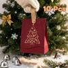 10PCS with Leather Handles Merry Christmas Candy Gift Box Hot-Stamped Cookie Package Bag  Banquet