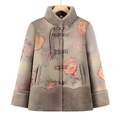Grandma Winter Cotton Jacket: Stylish Fleece-Lined Chinese-Style Coat for Elderly Women