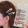 Metal Love Rhinestone Hair Clips Women's Hairpin Sweet Cool Bangs Side Duckbill Clip Hair Barrettes Korean Girls Headwear