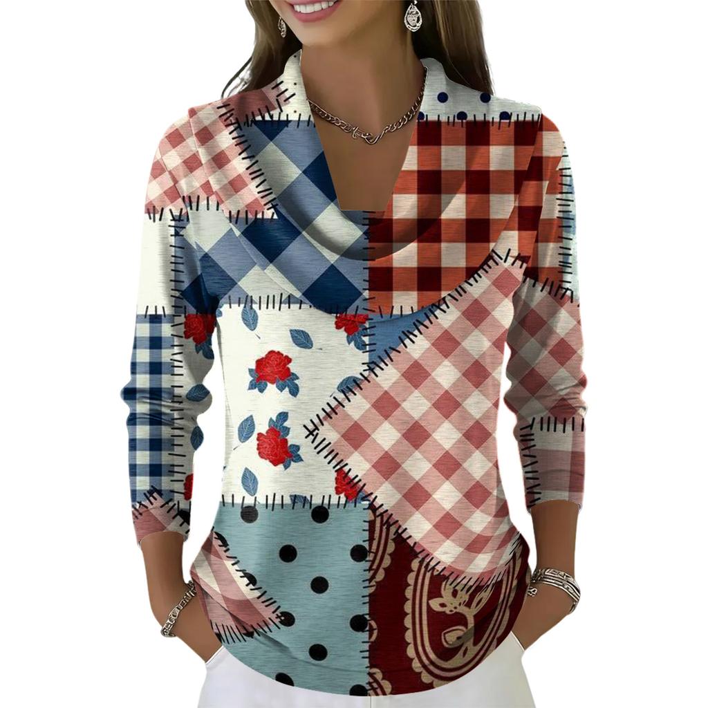 Dámský ležérní a módní svetr s dlouhým rukávem a potiskem, kulatým výstřihem