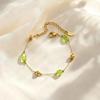 Sommer Boho Grüne Steinarmbänder für Damen, Naturstein Edelstahlperlen Dünne Kette Armbänder, Mode Party Schmuck