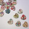 50pcs Multicolor Heart Shape 2 Holes Wood Sewing Buttons Scrapbooking Bouton Random style