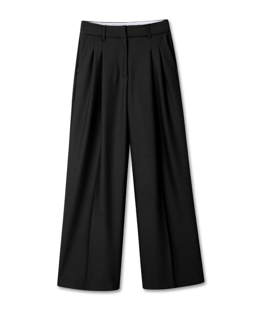 Michikoleondeonkosino Relaxed Double-Pleat Wide Slacks Black