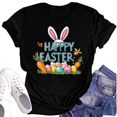 Arcane Happy Easter Cartoon Print Women's T-shirt Short Sleeve O-Neck Casual Daily Wear 2025 Women T-shirt Summer Ropa Mujer