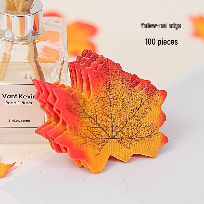 Artificial Red Maple Leaf & Green Leaves Decoration for Kindergarten, Shop Windows, and Landscaping