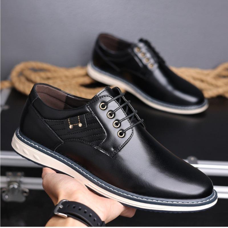 Fashion Men's Business Leather Shoes Brand Casual Dress Shoes Fashion Office Shoe Lace Up Oxford Flats New Sneakers Casual Leather Shoes