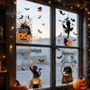 Flexible Cuttable Vinyl Sheets 4Pcs Halloween Cartoon Window Clings, Pumpkin Ghost Scarecrow Stickers, Outdoor Balcony Scene Setting Removable