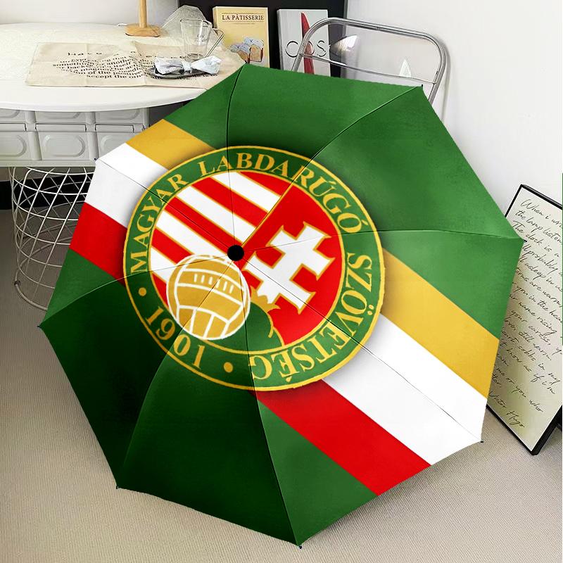 Hungarian Football Emblem Umbrella Folding umbrella, automatic umbrella 8-Frame for Travel, camping Use Gift for Halloween Christmas