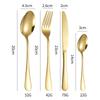 24-teiliges Luxus-Geschirr-Besteck-Set, Edelstahl-Geschirr-Set, Gold-Geschirr-Set, Messer, Gabel, Löffel, Spülmaschinen-Geschirr