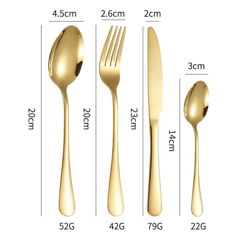 24-teiliges Luxus-Geschirr-Besteck-Set, Edelstahl-Geschirr-Set, Gold-Geschirr-Set, Messer, Gabel, Löffel, Spülmaschinen-Geschirr